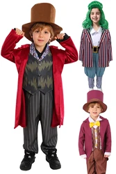 Kids Boys Oompa Cosplay Wigs Costume Movie Chocolate Willy Cosplay Wonca Costume Disguise Child Roleplay Halloween Party Suits