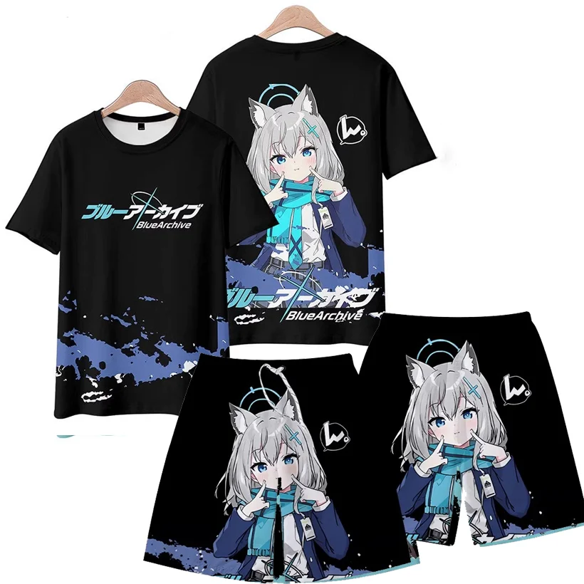 Men's Suits Anime Blue Archive Takanashi Hoshino 3D Print T-Shirts Shorts 2-Piece Sets Tracksuits Oversized Outfits Man Clothing view 5