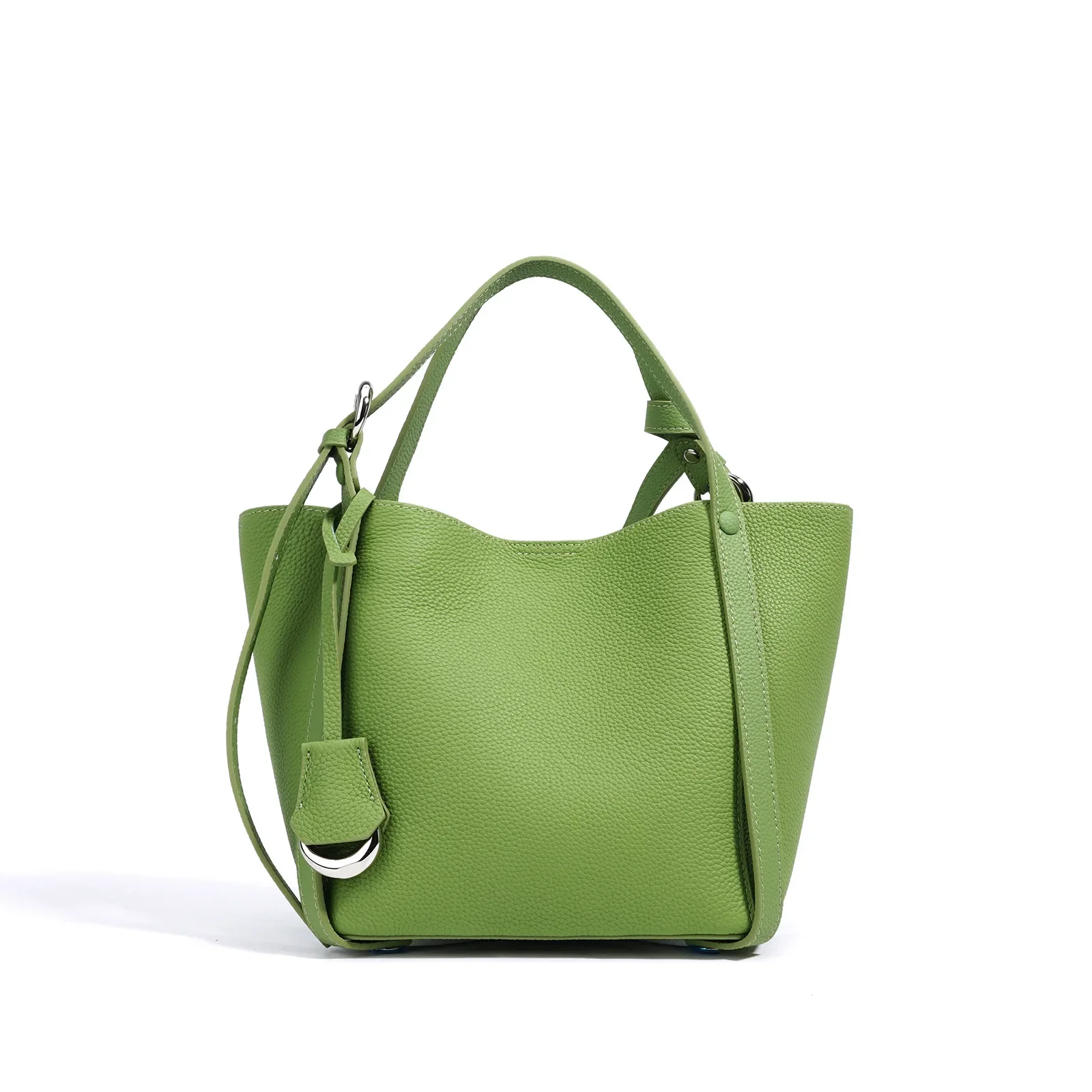 

Designer Avocado Green Color Basket Large Capacity Shopper Tote Hot Sell Real Cow Leather Women Shoulder Bag Lazy Style Handbag