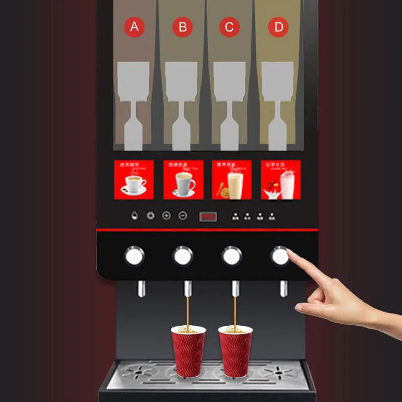 Four Flavors Instant Coffee Maker Commercial Milk Tea Vending Machine Fully Automatic Soy Milk Machine For Coffee Shop