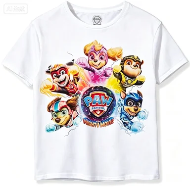 2026 Summer Men's and Women's Pure Cotton T-Shirts for Parents and Kids, Paw Patrol, Comfortable, Breathable, High-Quality, Ins