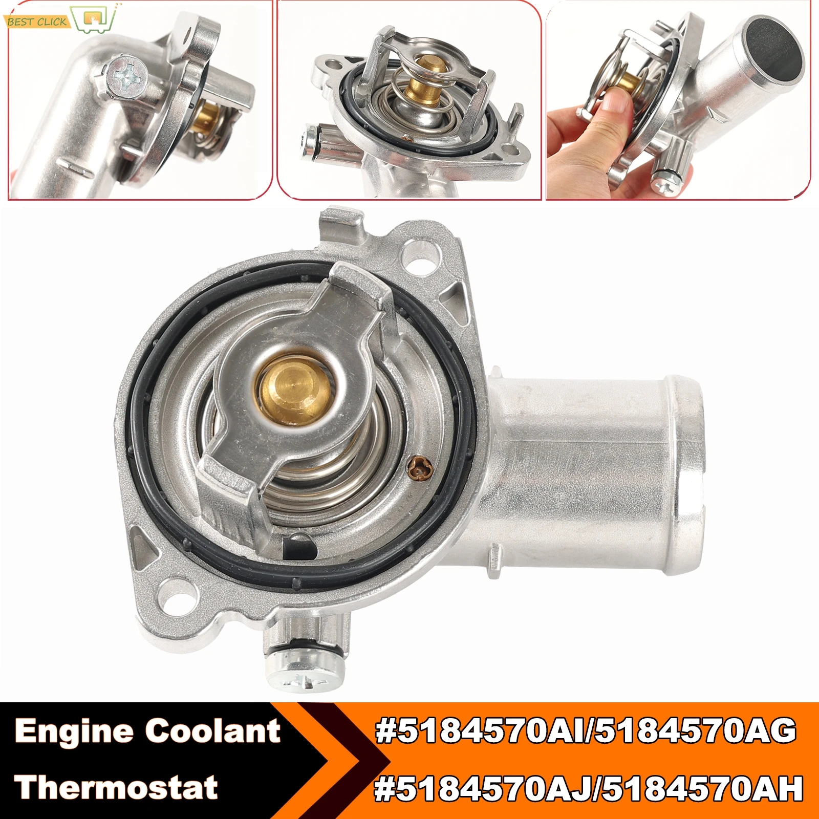 

Aluminum Thermostat Housing Assembly 68136754AA For Chrysler Jeep Dodge Journey Grand Caravan Avenger 3.6L VW