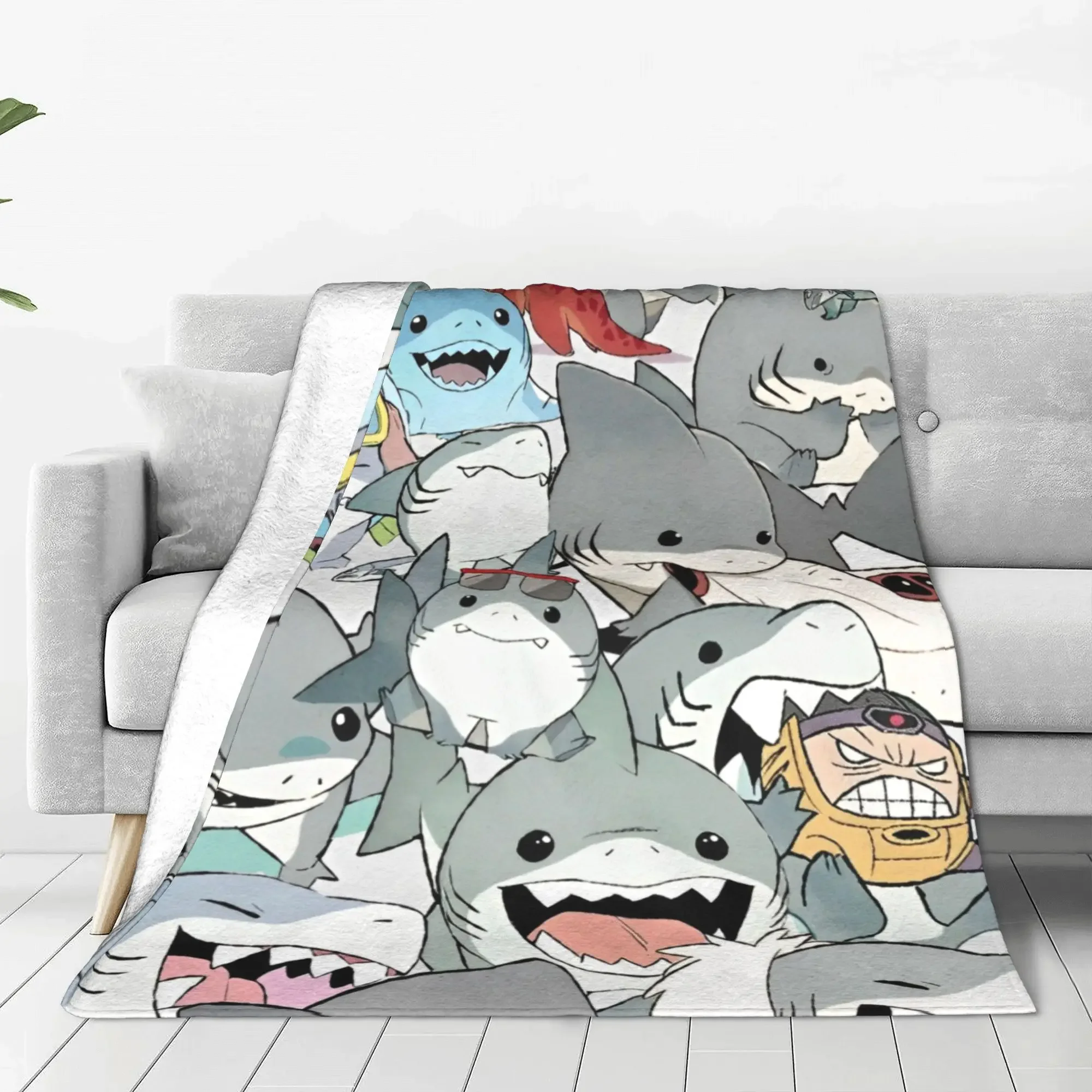 Cute Jeff The Landshark Blankets Marvel Rivals Plush Novelty Breathable Throw Blanket for Bed Sofa Spring/Autumn