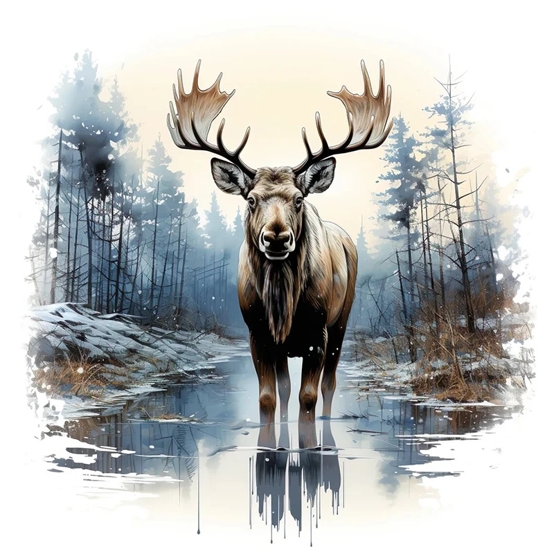 

Moose in Winter Wall Stickers, Toilet Stickers, Bright Room for Home Decoration, Vinyl Animal Decals, Art Wallpaper, Poster