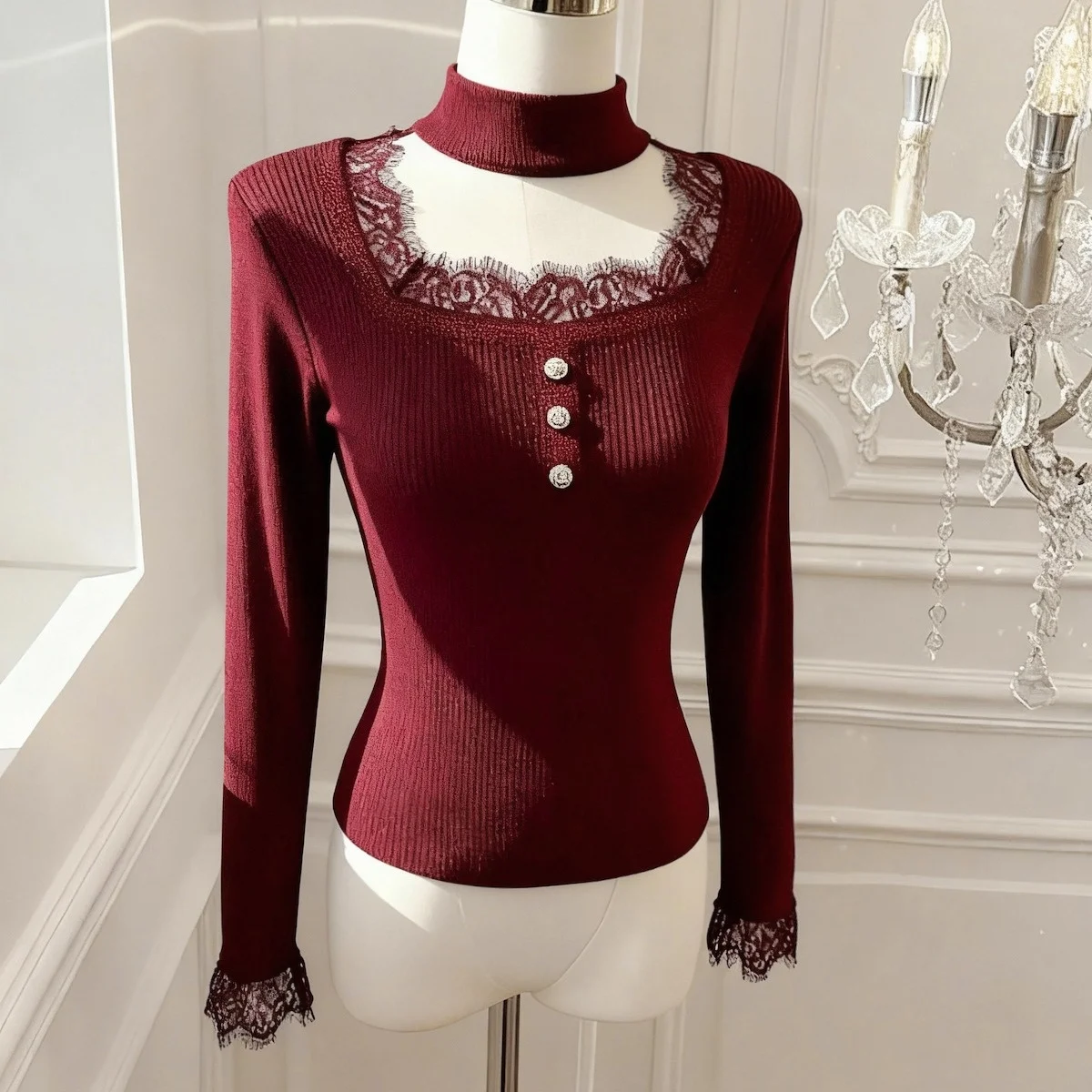 

Ele Knitted Sweater Women's Faion Slimming Versatile Fake Two-Piece Top Casual Sle Long Sve round Ne Warmth Dail...