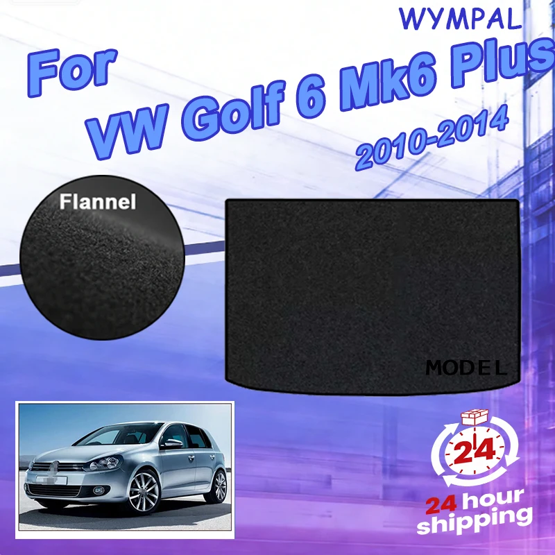 Flannel Rear Trunk Mat For VW Golf 6 Mk6 Plus GTI R 5K 2010~2014 Liner Tray Trunk Floor Carpet Pad Car Accessories Black Luggage