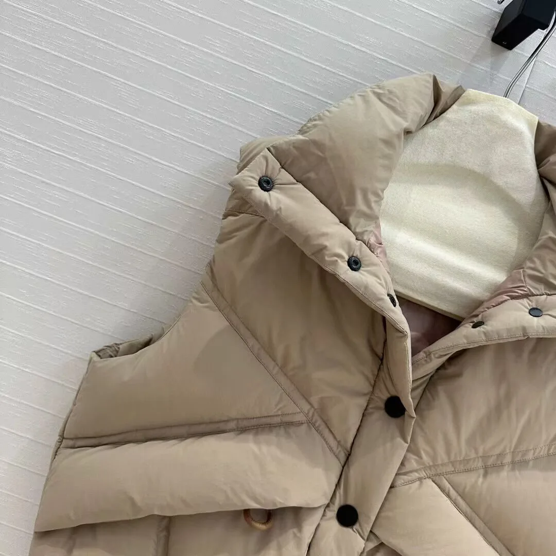 2024 nuova moda invernale 89g piuma d'oca gilet cappotto donna colletto alla coreana senza maniche strisce cuciture casual caldo giacca serbatoio allentata