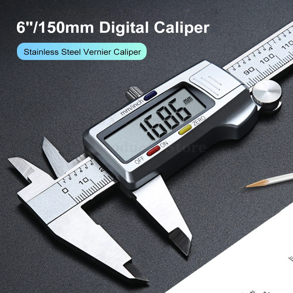 150mm Digital Caliper Stainless Steel Vernier Caliper Metal Micrometer with Large LCD Screen Electronic Caliper Measuring Tools