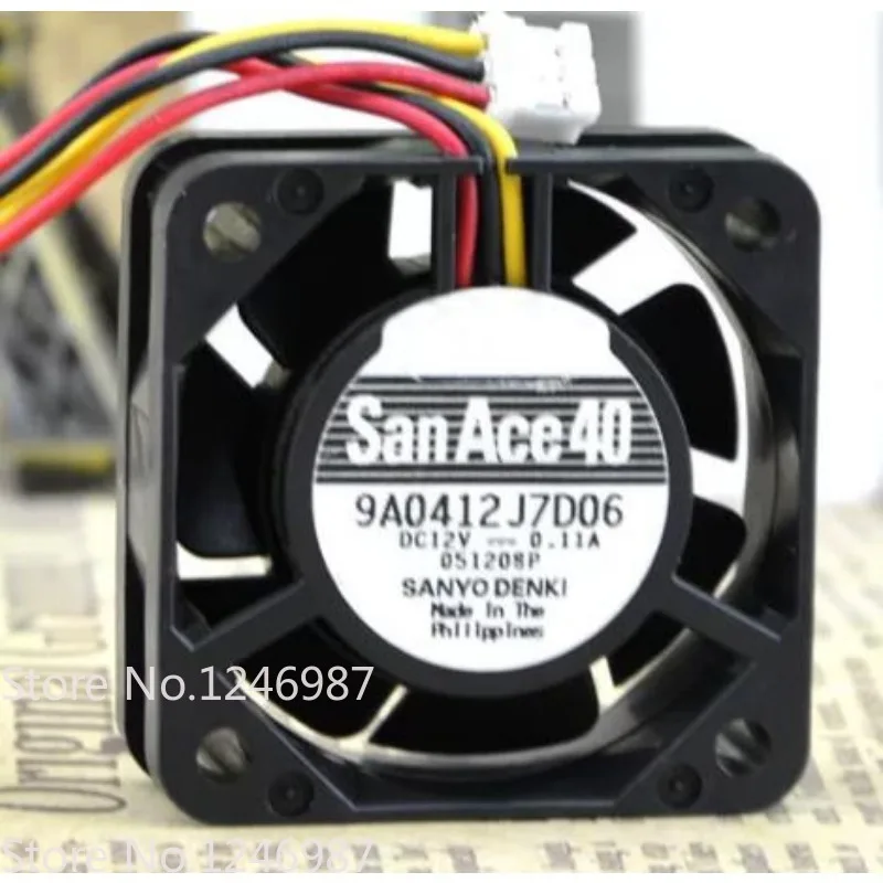 New Fan for Sanyo 9A0412J7D06 DC12V 0.11A 4015 4cm 3 Wire Double Ball Cooling Fan 40 * 40 * 15MM