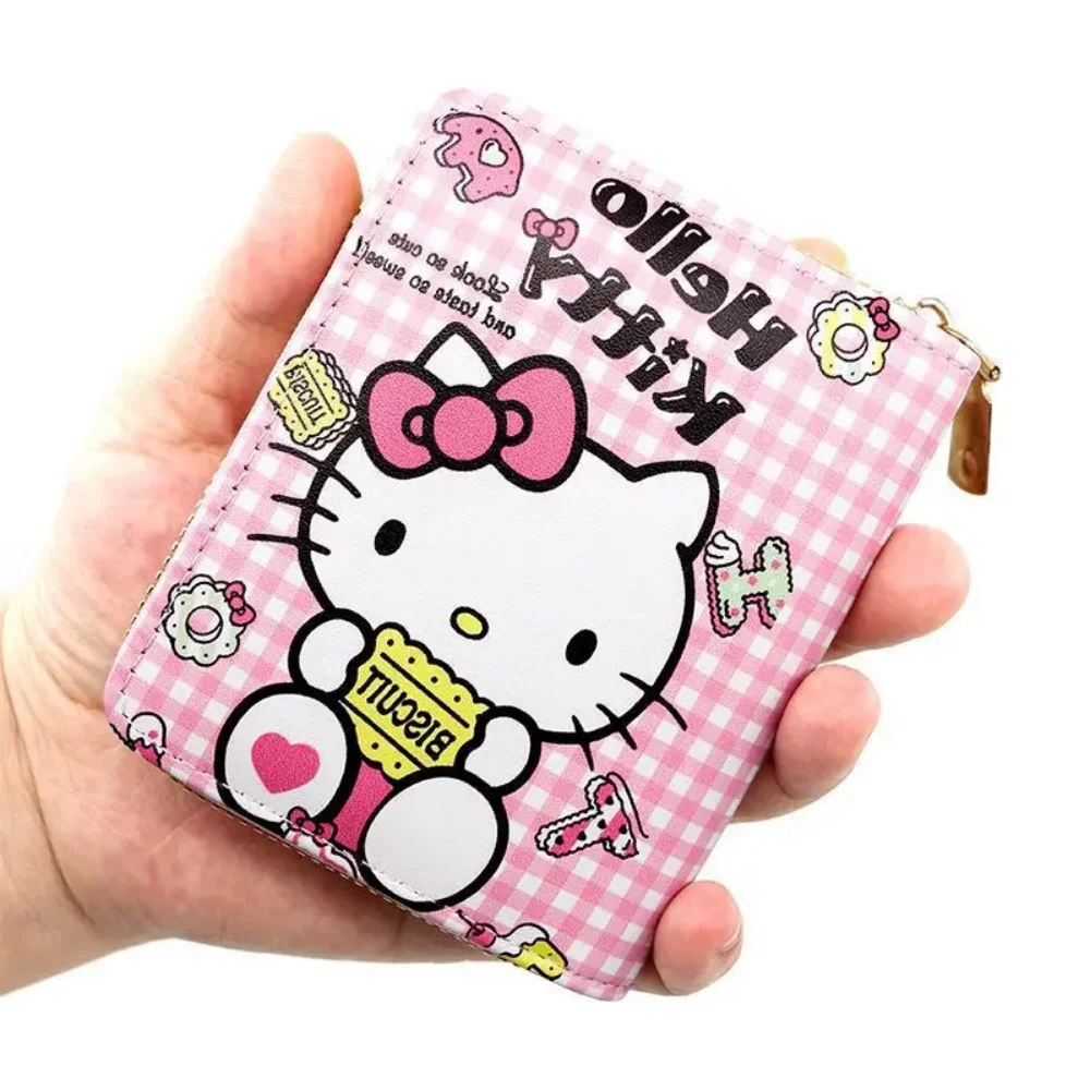 Kawaii سانريو مرحبا كيتي عملة المحفظة للسيدات قصيرة أنيمي لطيف الكرتون Kt القط للطي بولي Leather الجلود محفظة نسائية للعملات المعدنية الفتيات الهدايا