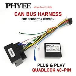 Arnés de cableado de 16 pines a Quadlock, CANBUS decodificadora, adaptador de Cable de bloqueo cuádruple para Peugeot 208, 2008, 3008, 308, 307, Citroen C4, C3