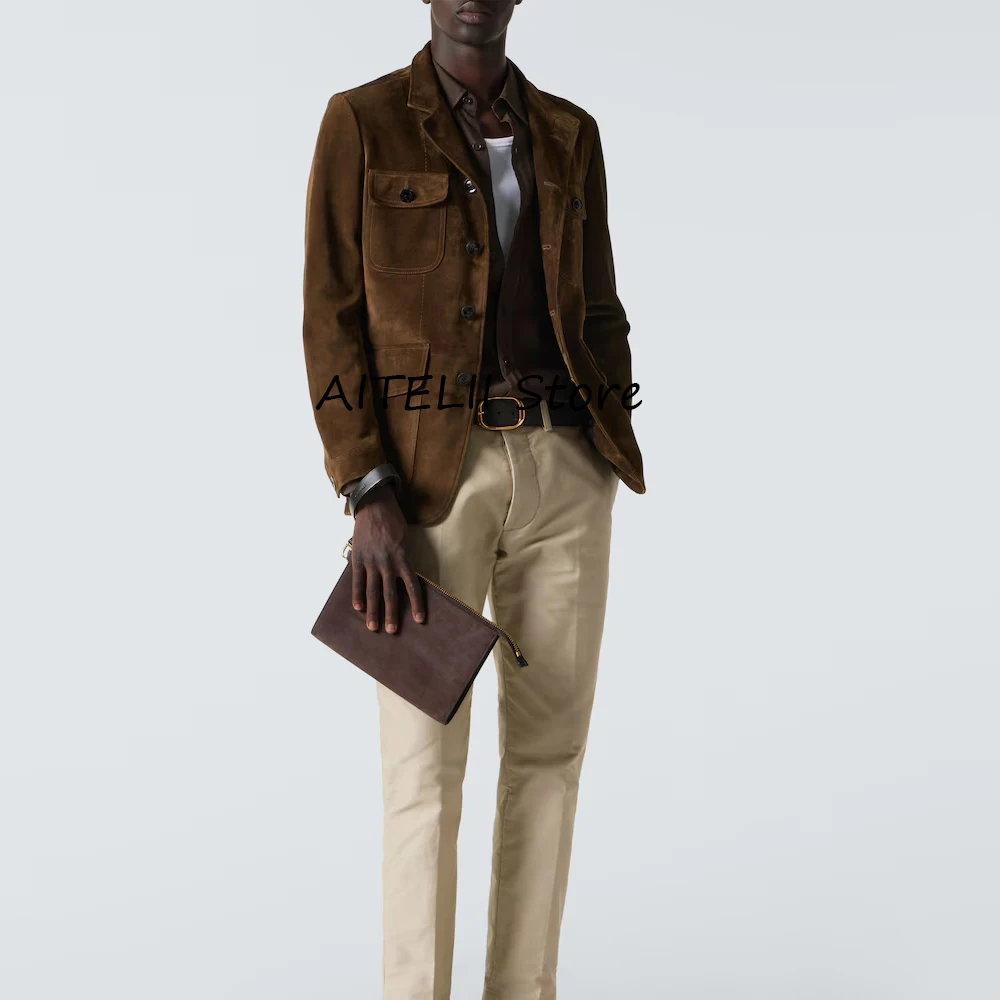 Jaqueta de camurça masculina terno para homem jaquetas de primavera meio casaco avançado exterior novo em casacos e jaquetas blazers de luxo ternos masculinos