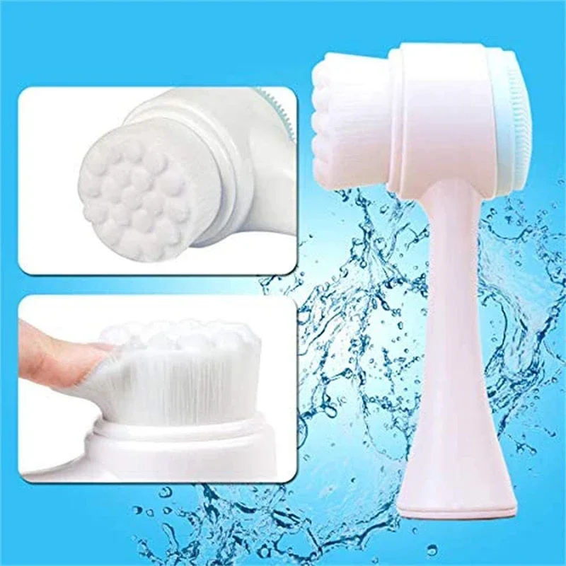 Silicone Face Cleansing Brush Double-Sided Facial Cleanser Blackhead Removal Product Pore Cleaner Exfoliator Face Scrub