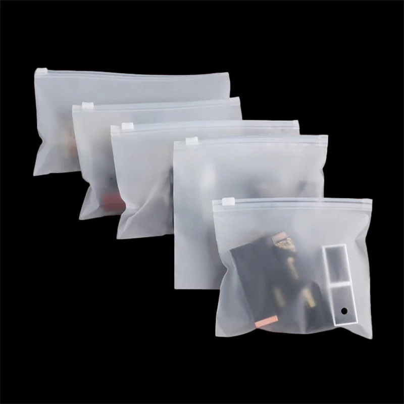 10pcs Thicker Frosted Zipper Bags Shoes Clothing Underwear Socks Packaging Supplies Cosmetic Waterproof Storage Pouch Resealable