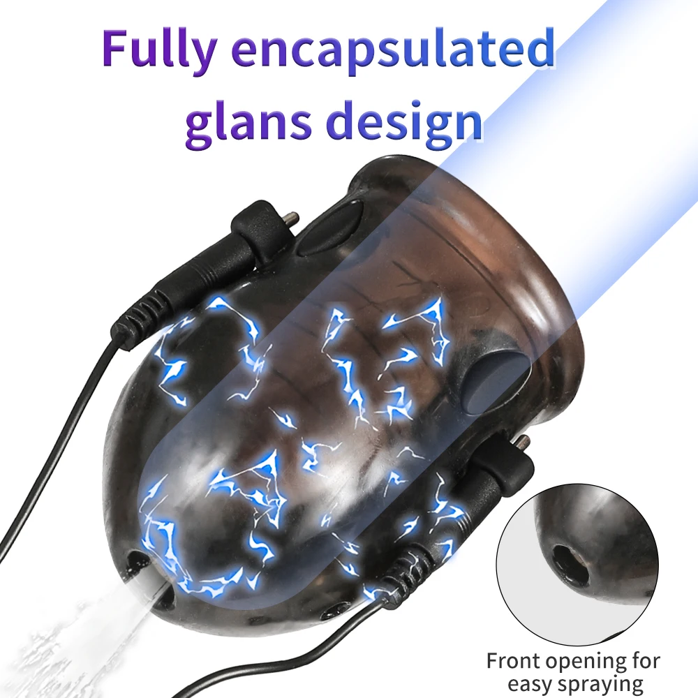 Shock Electric Glans Cap Vibrator With Player Penis Cage Electric Shocking Chastity Device Tens Penis Sleeve Medical Themed Toys - view 4