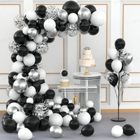 106pcs Silver Black White Balloons Garland Arch Kit Birthday Party Decorations Adult Kids 1 2 5 10 15 25 30 35 40 50 60 Year Old