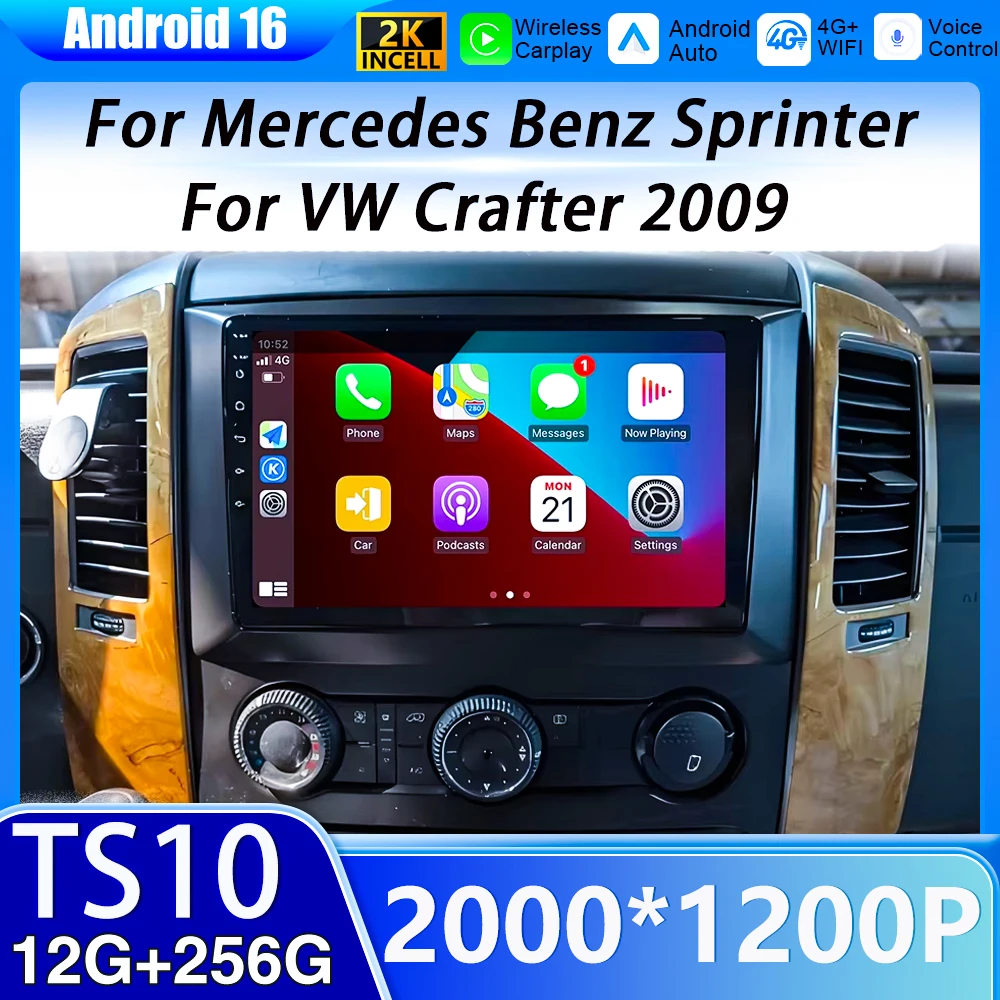 10" Android 16 Car Radio For Mercedes Benz Sprinter For VW Crafter Multimedia Player Navigation Stereo DSP Head Unit Auto Audio