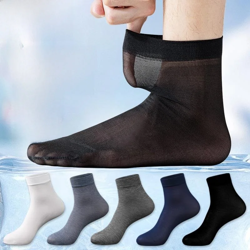 

Large Size Men's Bla Mid-Calf Thin Silk Sos Anti-Odor Comfortable Summer Ice Silk Sos Luxury den