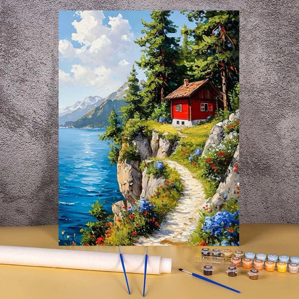 

Unframe Picture 30x40cm Diy Painting By Numbers Lake Mountain Picture Paint By Numbers Wall Decoration For Living Room Kids Gift