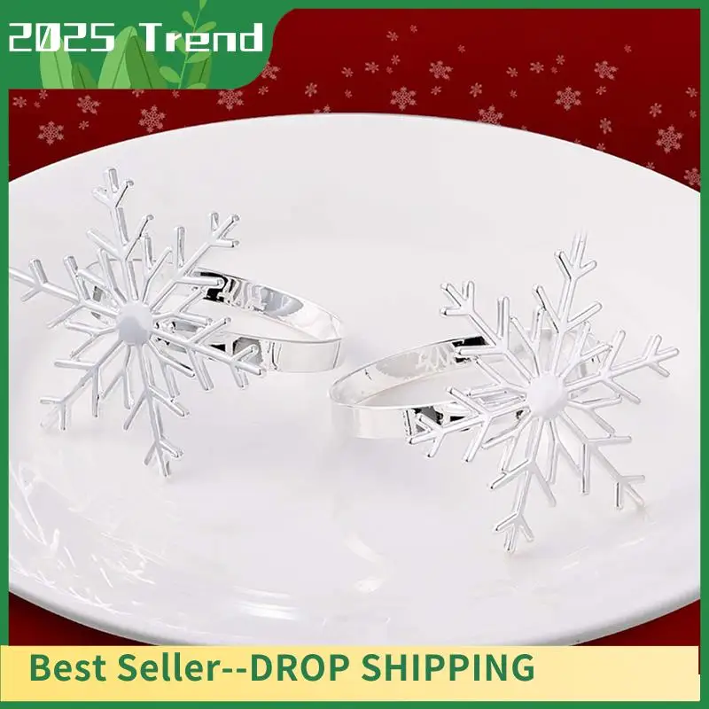 

AA14 Новинка, 24 шт., кольца для салфеток со снежинками, рождественские кольца для салфеток со снежинками для рождественского праздничного украшения стола (серебро)