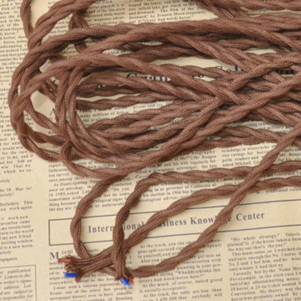 

Brown Wire Coffee DIY Vintage Lamp Vintage Lamp Cord Cord Electrical Cloth Covered Twisted Copper Industrial Style