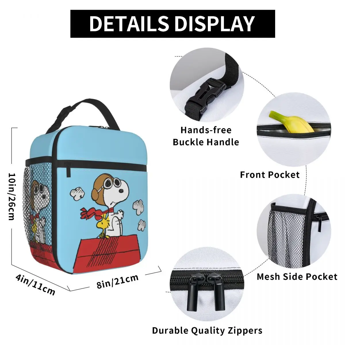 Custom Snoopy Woodstock scatole da pranzo portatili multifunzione Cartoon Cooler Thermal Food Insulated Lunch Bag Kids School Children