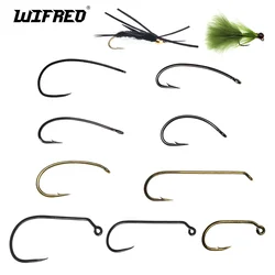 Wifreo 50pcs #1-#24 High Carbon Steel Fly Tying Hook Dry Wet Fly Shrimp Caddis Fly Hooks Trout Fishing Lure Baits Fishing Tackle