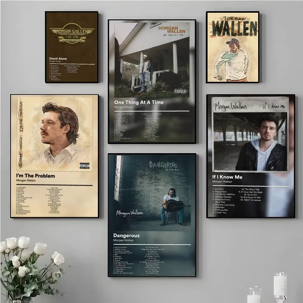 Music Star M-Morgan Wallen Poster Music Album Wall Art Print Room Decoration for Bedroom Living Room Office Home Decor Gift