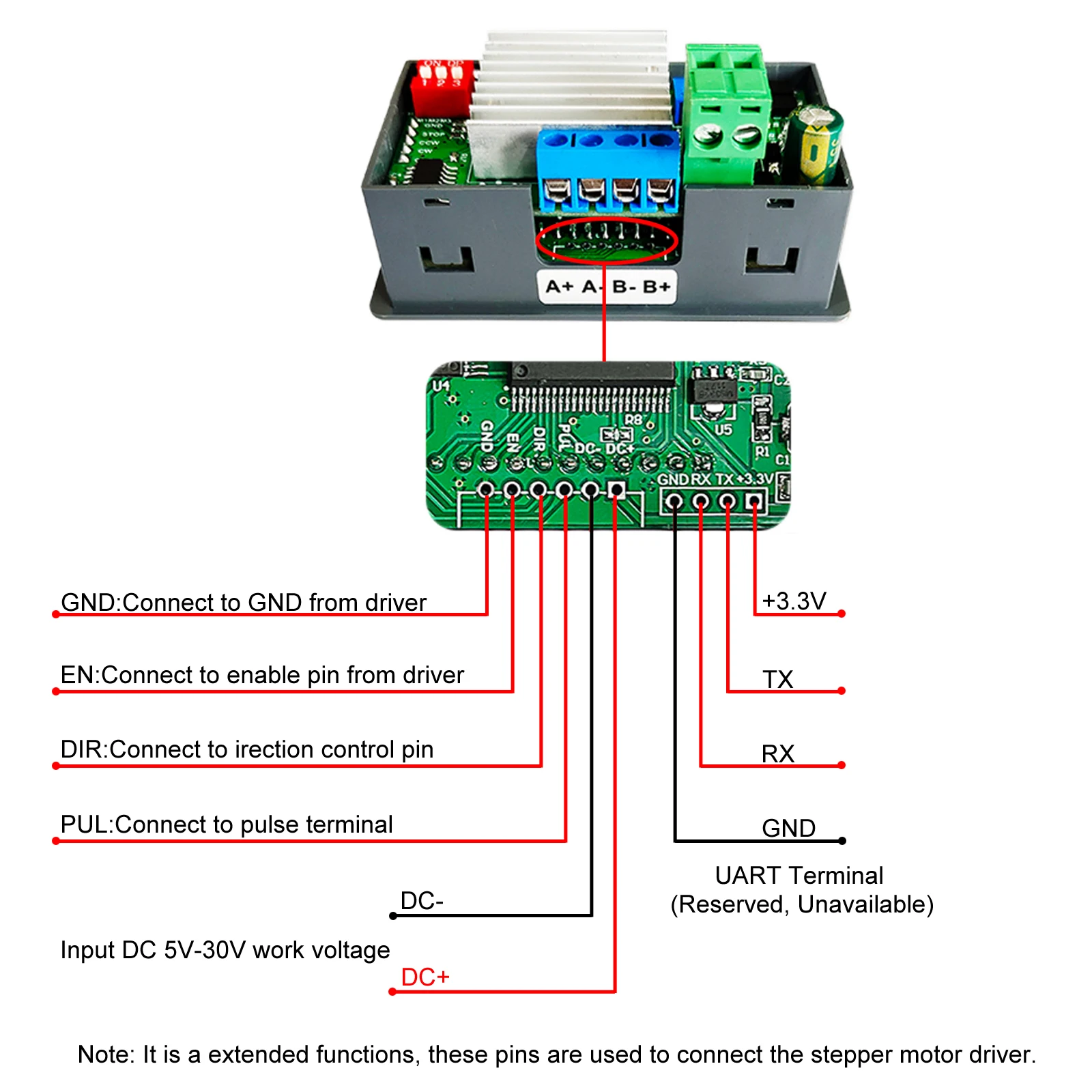 Stepper Motor Driver Controller Integrated Board Forward Reverse Pulse Speed Angle Control Module for NEMA 17 23 Motor DC 10-30V