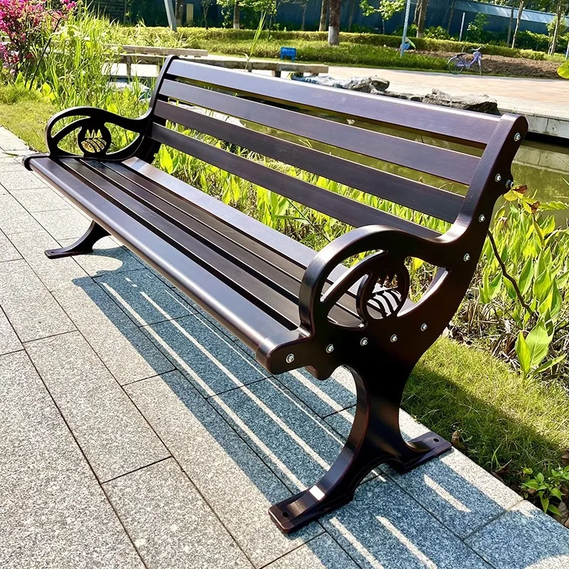 

European park chair outdoor bench rest stool outdoor open-air community cast aluminum strip seat bench