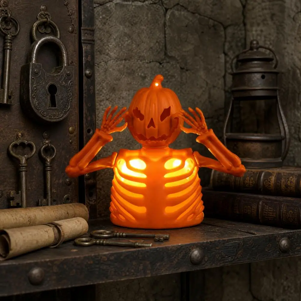Skull Halloween Decoration Halloween Pumpkin Skull Night Light Led Spooky Haunted House Decor Glowing Ghost Ornament Table