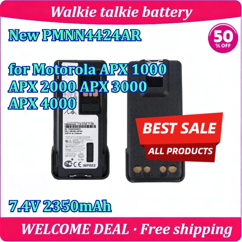 New PMNN4424AR for Motorola APX 1000 2000 3000 4000 Walkie Talkie Battery 7.4V 2350mAh Replacement Lithium Battery