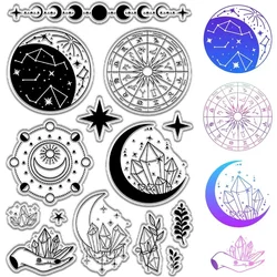 1pc Crescent Moon Clear Rubber Stamps Crystal Six Pointed Star Vintage Reusable Transparent Silicone Stamp Seals for Journaling