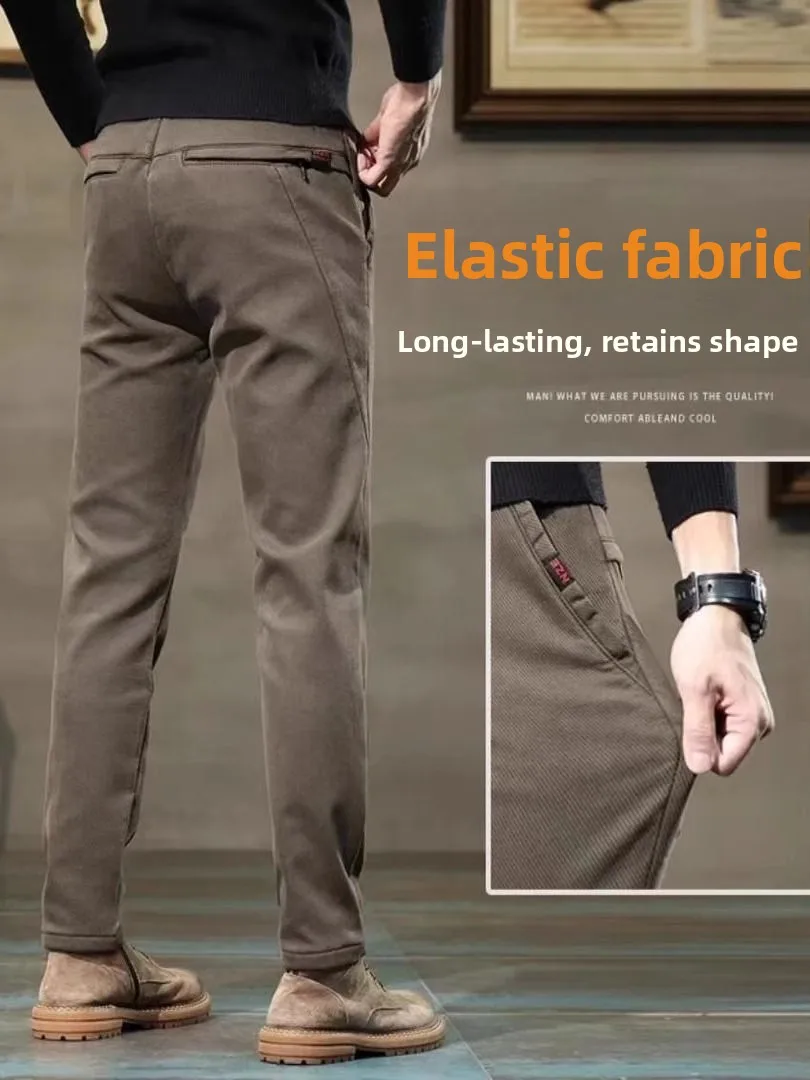 

Мужские брюки премиум-класса: зауженные, повседневные, эластичные, прямого кроя, осенне-зимние, длинные, деловые, из хлопка и полиэстера