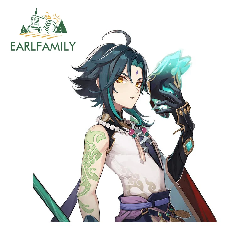 

EARLFAMILY 13cm X 12.4cm For Xiao Genshin Impact ScratchProof Car Stickers Refrigerator Decal Surfboard Vinyl Car Door Protector