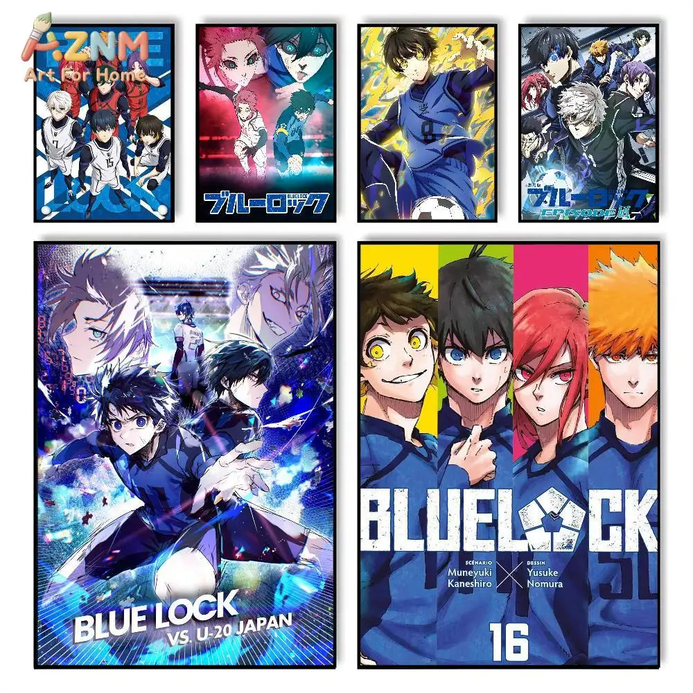 AZNM Blue Lock Football Anime Canvas Wall Art Unframed Canvas Print Manga Character Poster Modern Teen Bedroom Living Room Home