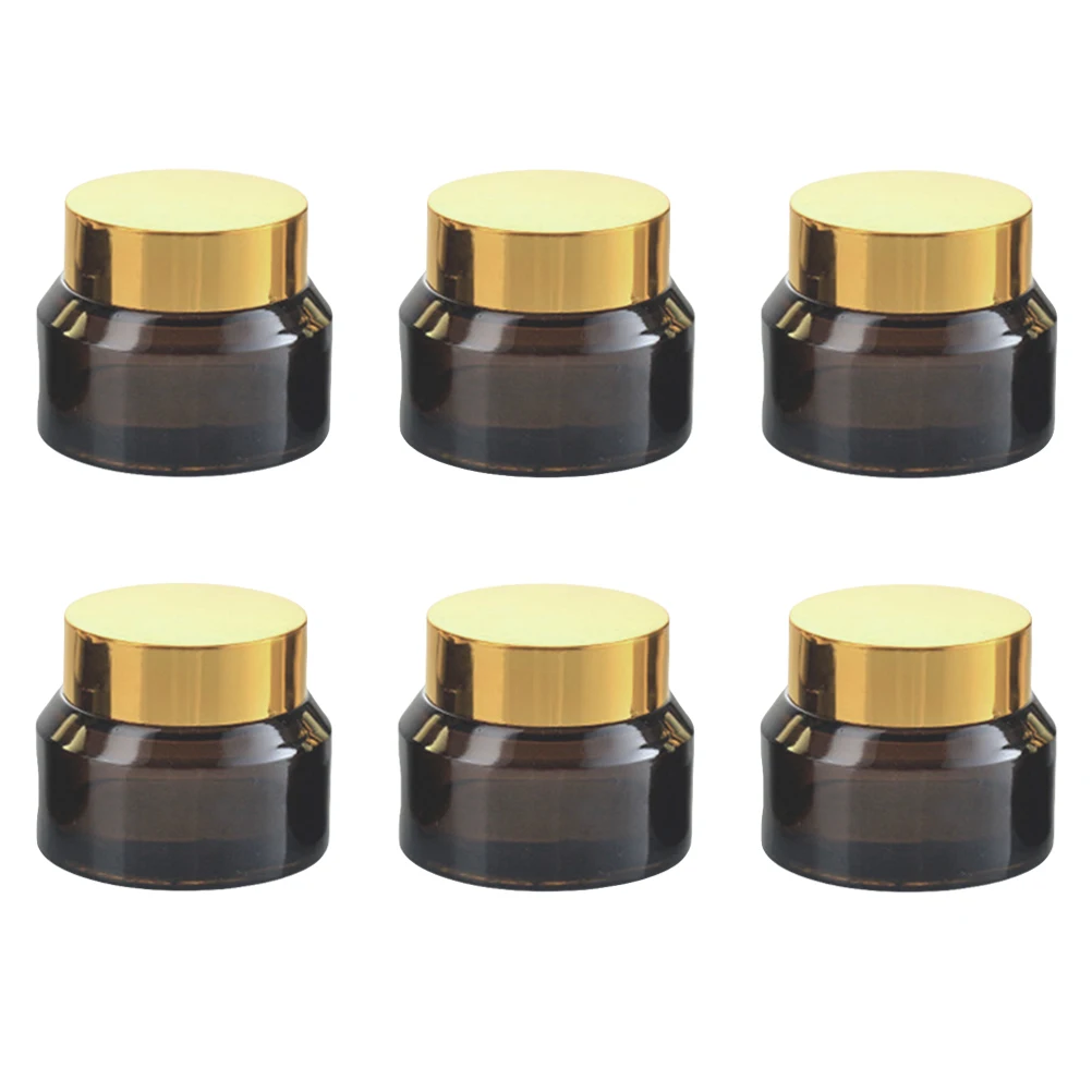 

6Pcs Travel Cream Jar Small Glass Bottles Refillable Leak-Proof Cosmetics Containers Compact Portable for Skin Hair Care