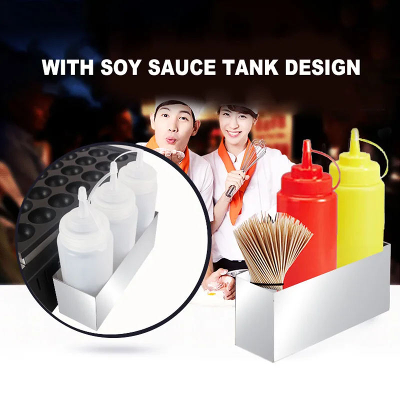 Máquina comercial portátil para fazer bolas de peixe, lanche a gás, máquina de cozimento de polvo, takoyaki doméstico, fabricante de polvo