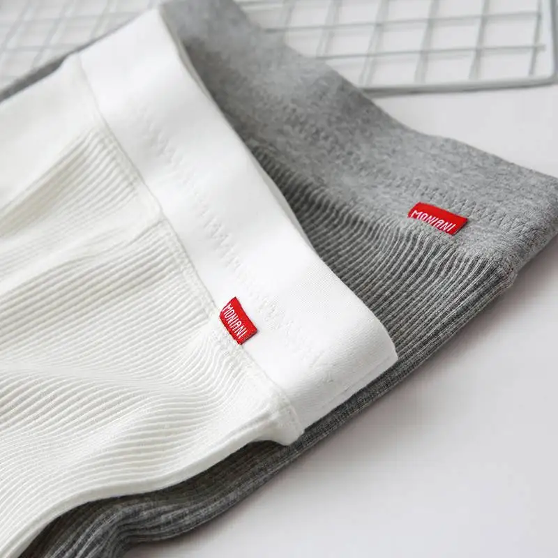 High Waist Threaded Women's Leggings for Outdoor Wear Autumn New Style Slimming Grey Tight Elastic Nine Points Pants
