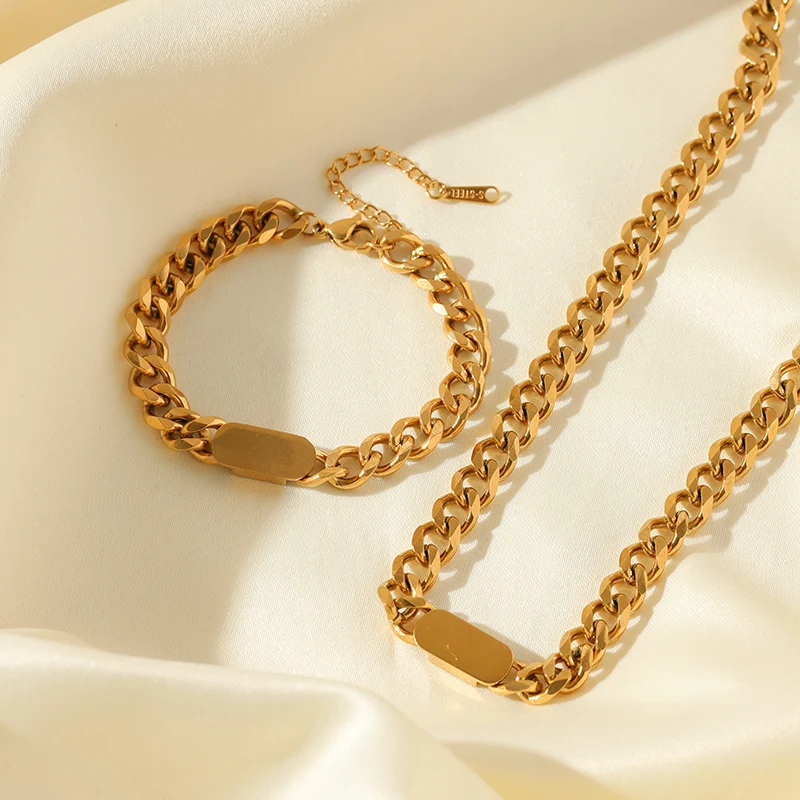 EILIECK 316L Edelstahl 18k Vergoldetes Halsketten-Armband-Schmuckset, Modischer Anhänger für Damen, Schmuckgeschenk für Damen – Detail 19