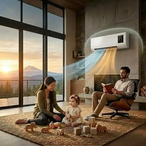 2 in 1 Wall Mounted Air Conditioner Fan, Ductless Mini Split AC Heater Combo Unit, Quiet Room Heating and Cooling System No Exhaust Needed with Remote for Home Bedroom Office