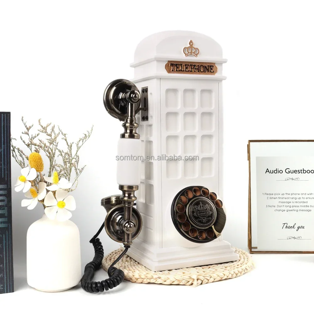 Wholesale OEM Hotel Landline Guest Room Fixed Telephone One Button Dialing Wedding Audio Guestbook for Recording Phone