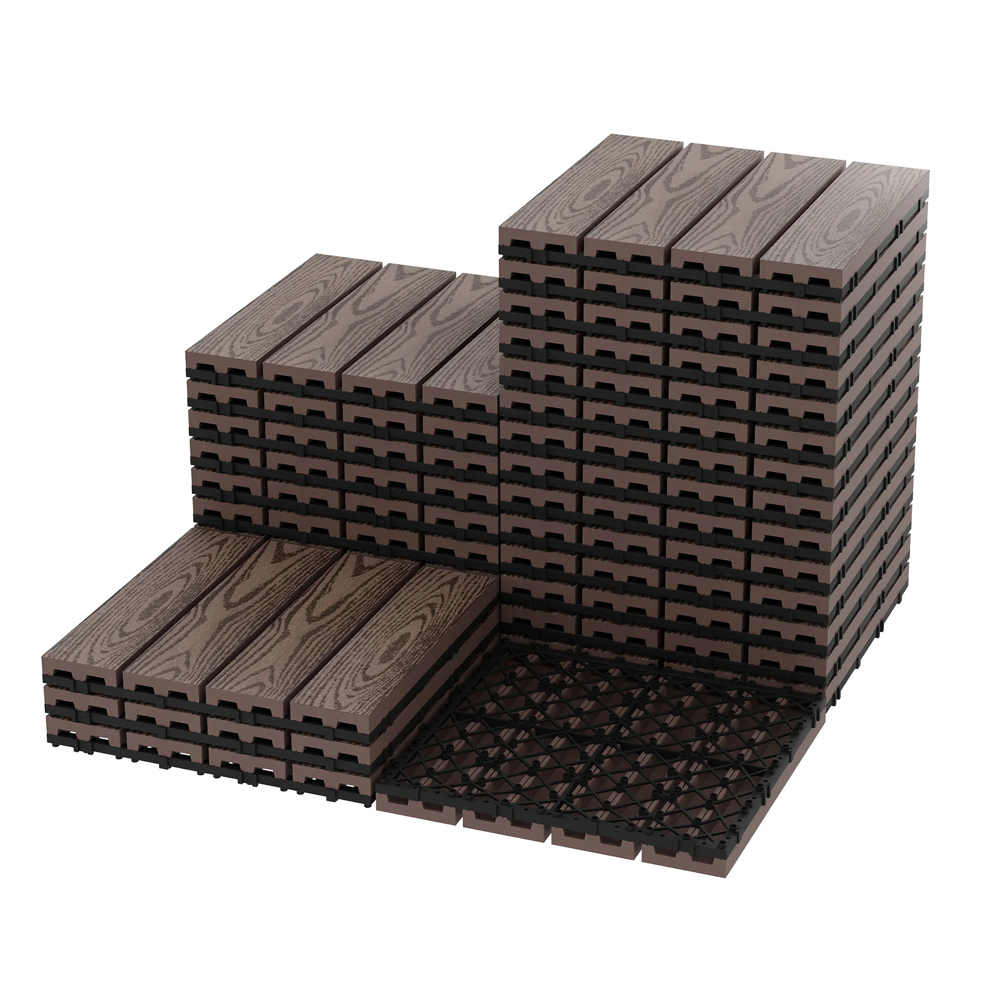 9/27/48 stuks samengestelde, met elkaar verbonden terrastegels van 12x12 inch – terrasvloeren voor alle weersomstandigheden voor binnen en buiten, balkon, veranda, tuin