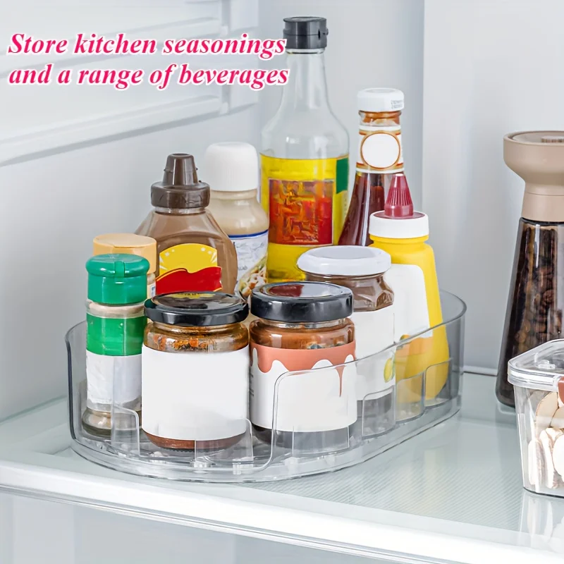 1pc 360 ° Rotating Detachable Storage Tray - a Multifunctional Transparent Plastic Storage Rack Suitable for Kitchen Cabinets