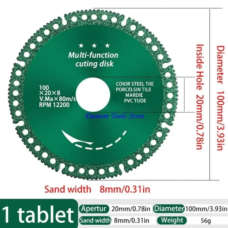 57be 100mm Cắt kim cương Vòng tròn cưa lưỡi cắt bằng gốm bằng đá cẩm thạch cắt khô và mài Công cụ vòng
