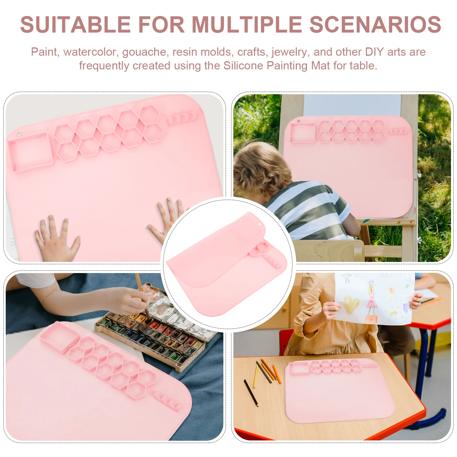 

Flexible Silicone Painting Mat for DIY Crafts Resin Molding Watercolor Art Reusable Non-Stick Craft Mat Lightweight Foldable