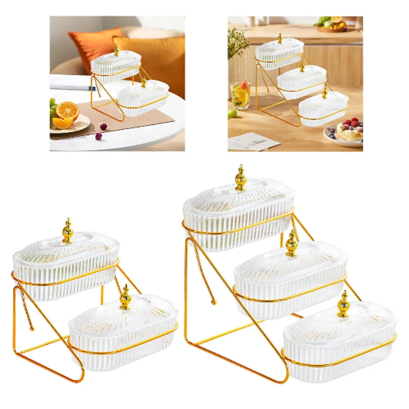 

Multi Tired Fruit Bowl Fruit Platter with Storage Rack Dessert Cake Platter