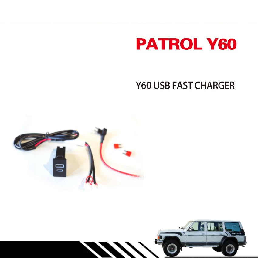 Car USB Chargers For Nissan Patrol Y60 USB Modification QC3.0 Type-C Fast Charging Patrol Y60 Accessories