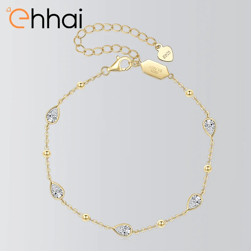 

Ehhai 3x5mm Pear Moissanite Bracelet for Women Fashion Real S925 Sterling Silver Chains for Wedding Fine Jewelry Gifts Pulsera