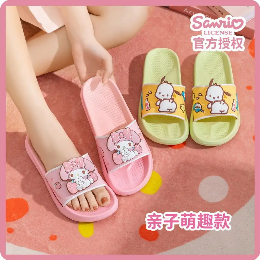 Zapatillas Kawaii Kuromi Cinnamoroll Sanrio Hello Kitty Melody, sandalias de verano de dibujos animados, zapatos de suela gruesa antideslizantes para niñas lindas de Anime